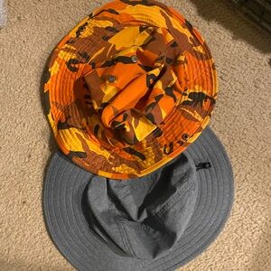 Camouflage and Gray Bucket Hat